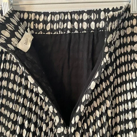 Ba&sh Black White Abstract Dot Pleated Midi Skirt Size Small Chic Flowing - Picture 4 of 9